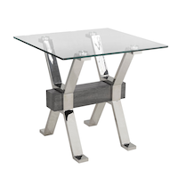 Brassex Ezra End/Side Table, Silver, 24-in Front_Three_Fourths_Angled_Right