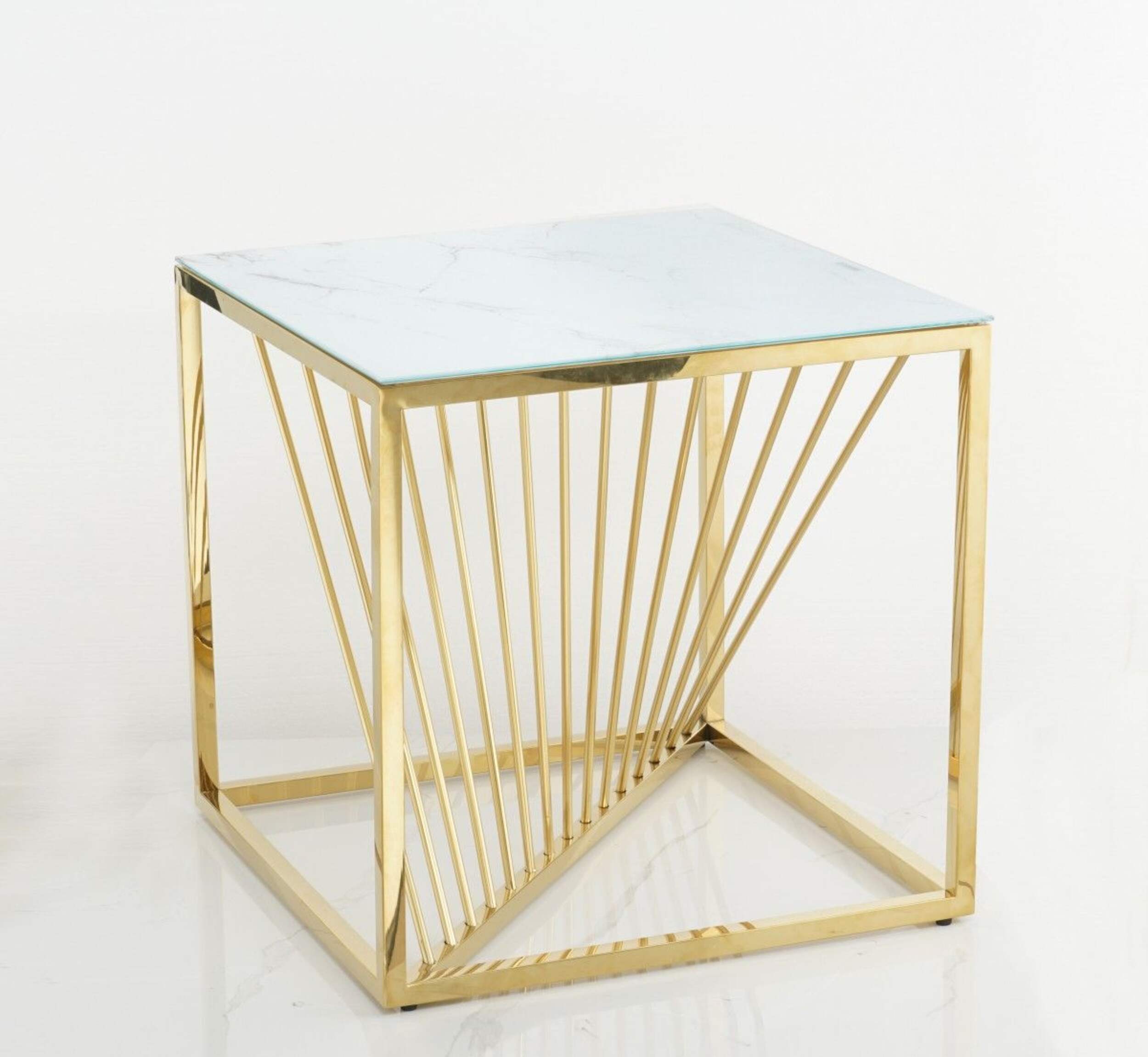 Brassex Kingston Side Table, Gold Front_Three_Fourths_Angled_Right