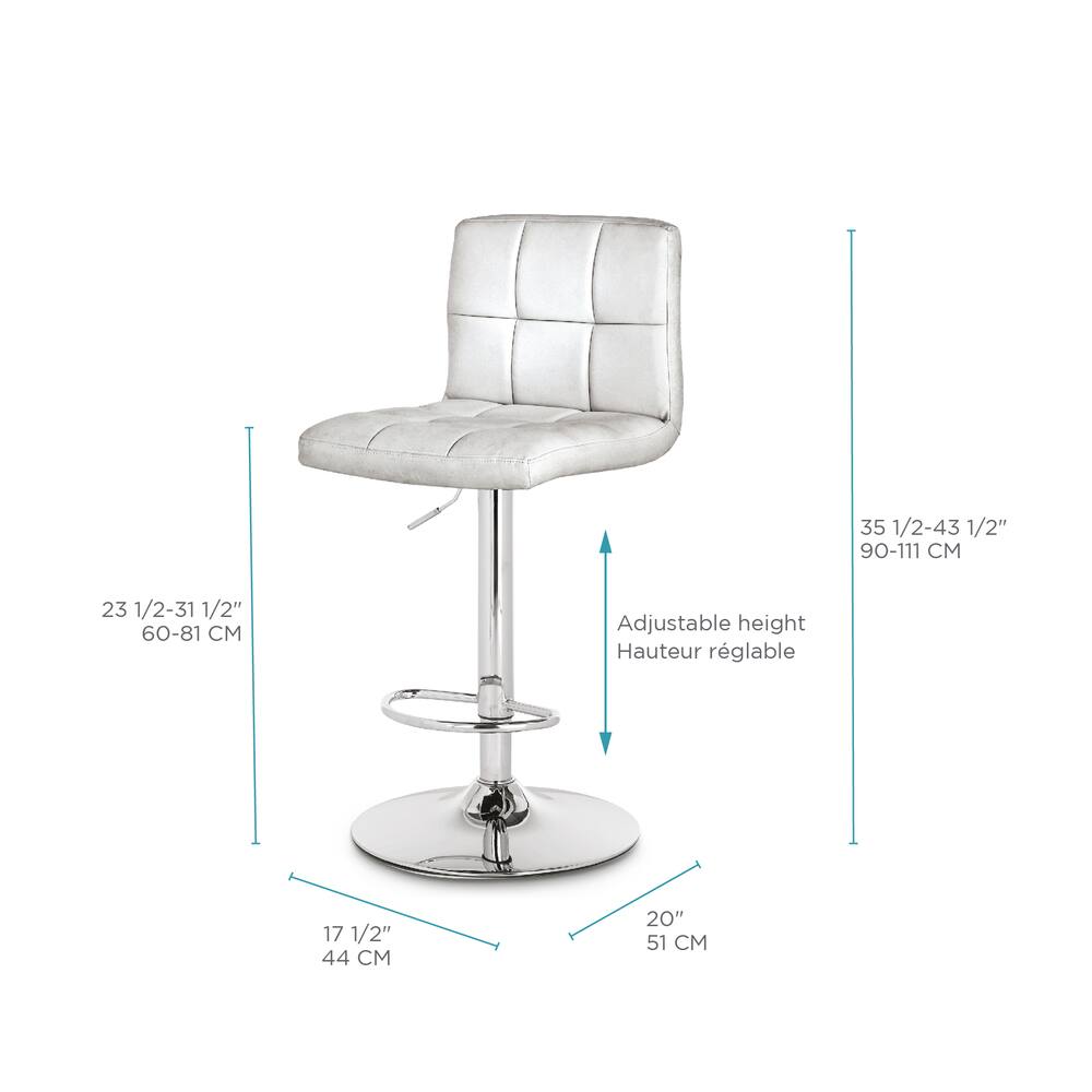 For Living Chrome & PU Tufted Leather Counter/Bar Stool Adjustable ...