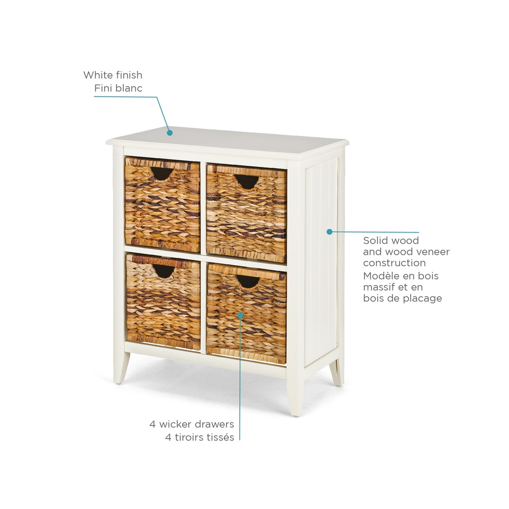 For Living Verona Basket Front 4Drawer Wood Storage Chest/Dresser