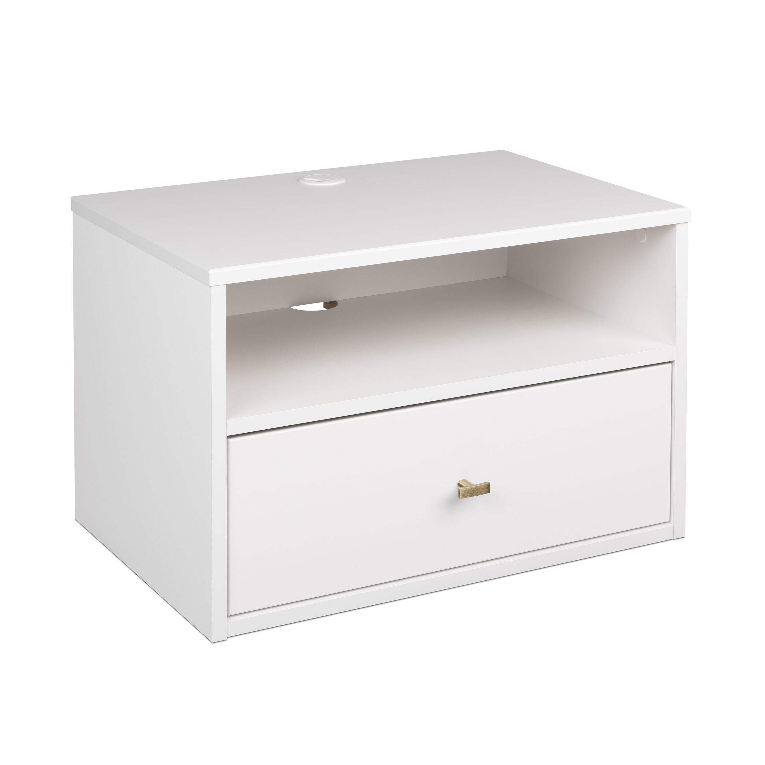 Prepac Floating Nightstand with Drawer, White Front_Angled_Right
