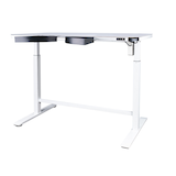 MotionWise Glass-Top Height Adjustable Standing Desk Front_Three_Fourths_Angled_Left