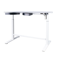 MotionWise Glass-Top Height Adjustable Standing Desk Front_Three_Fourths_Angled_Left