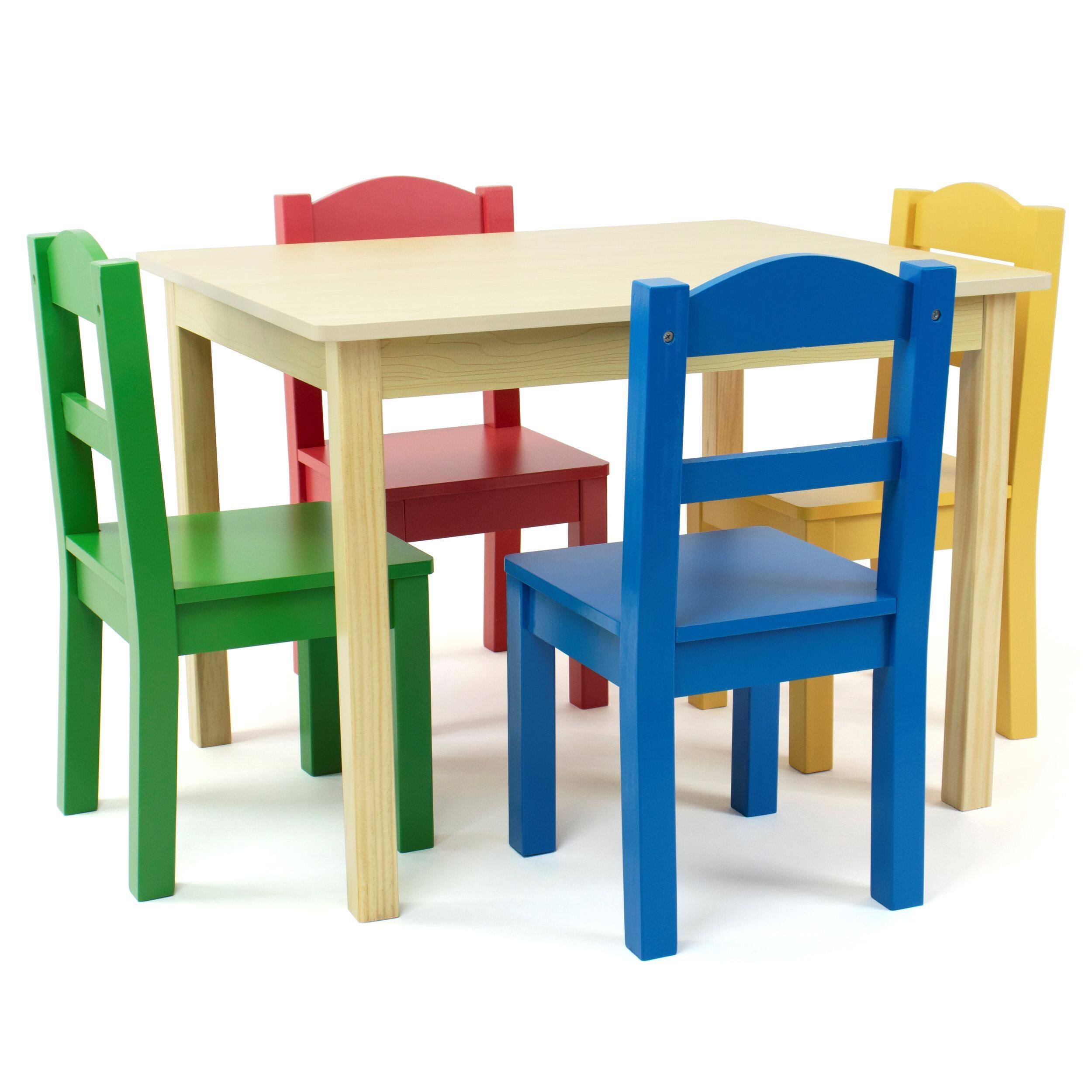 Kids wooden table 2025 and 4 chairs