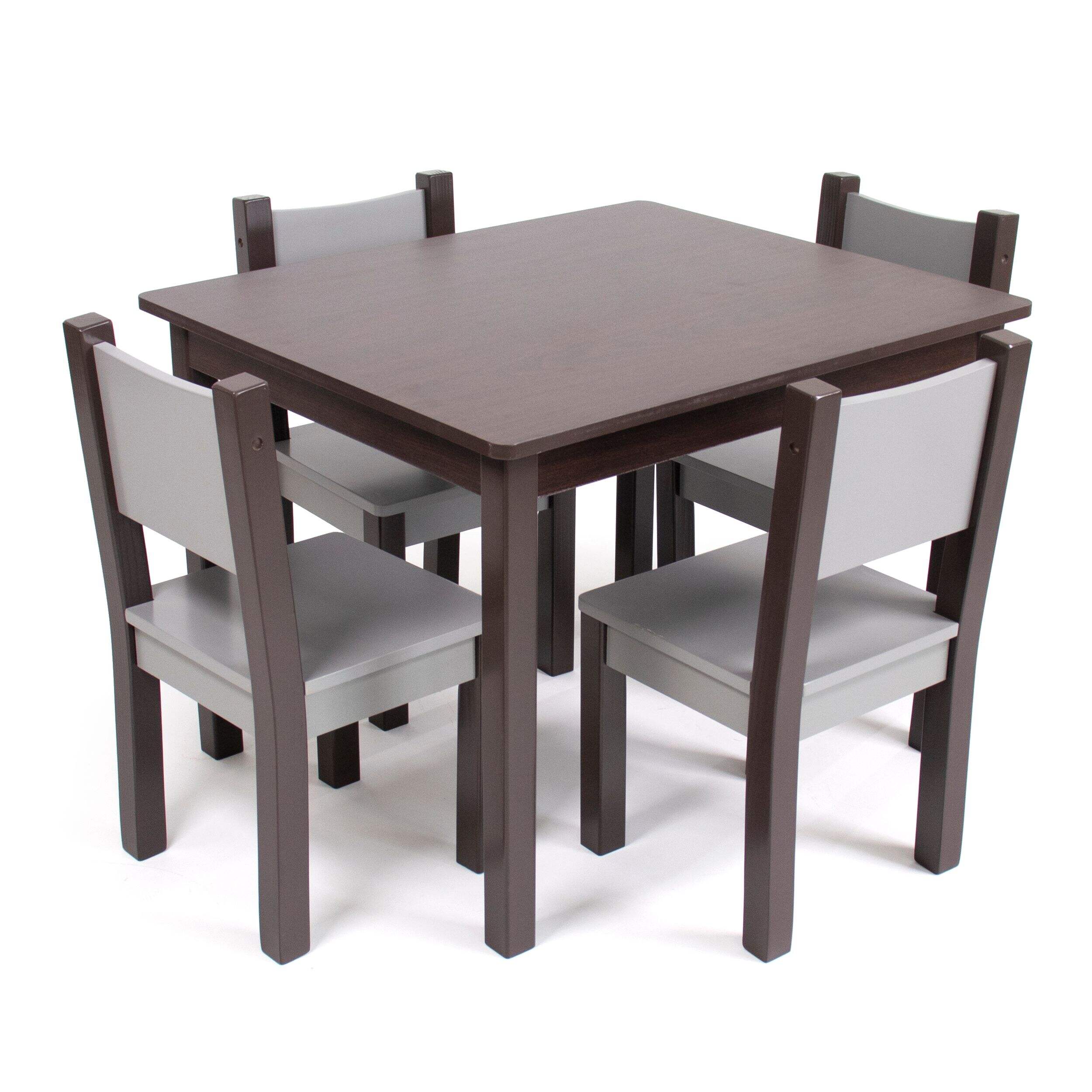 Table pour enfants moderne en bois avec 4 chaises Humble Crew, gris, 3 ans et plus Composite_or_Mixed