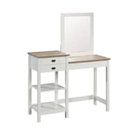 Sauder Cottage Road Open-Storage Vanity with Mirror, Soft White Front_Three_Fourths_Angled_Right