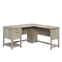 Sauder Edge Water Home Office L-Desk with Storage, Chalked Chestnut Front_Elevated
