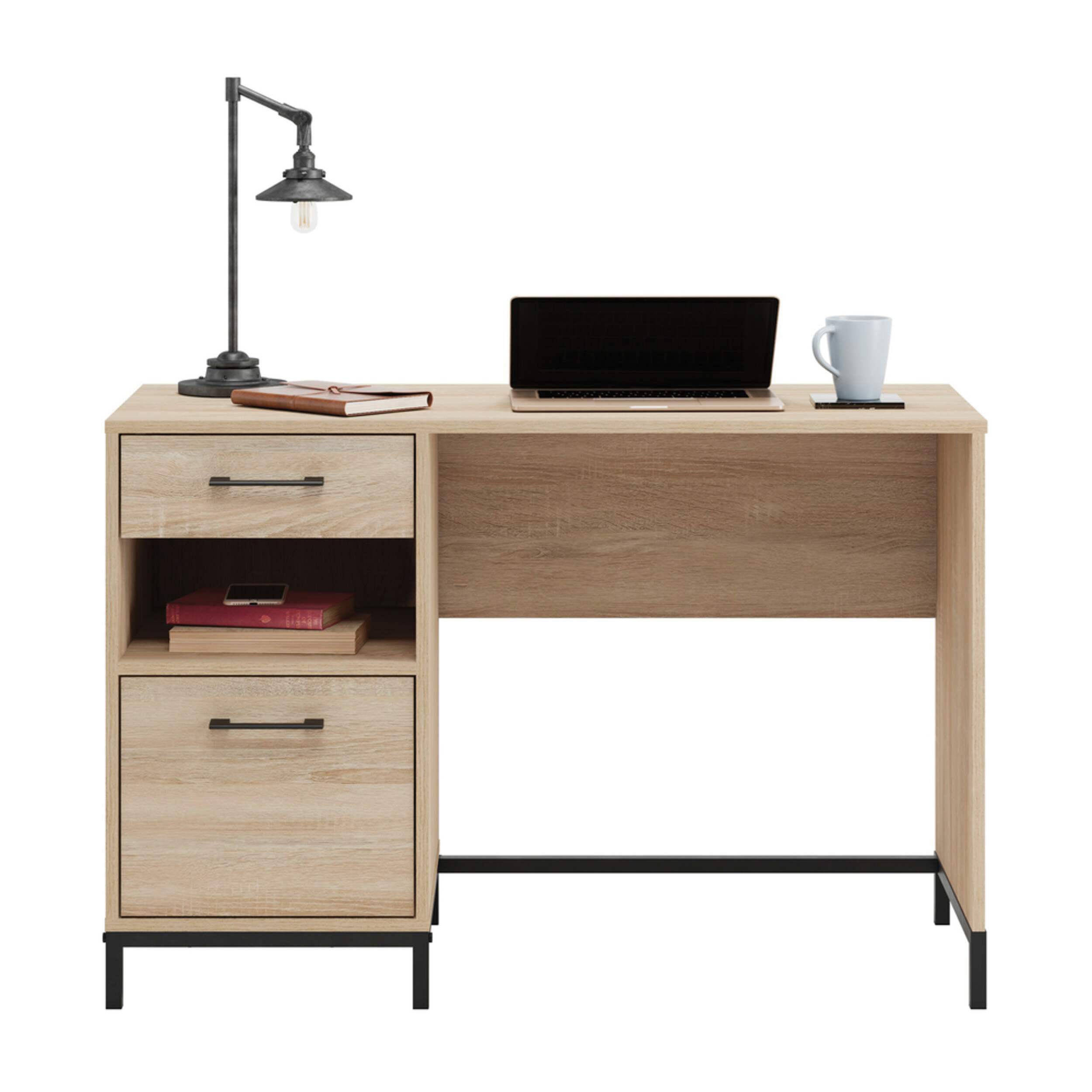 Sauder North Avenue Sleek Office Desk with Storage, Charter Oak