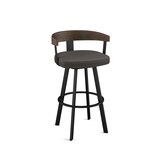 Amisco Lars Wood Swivel Counter Stool with Backrest, Black Frame, 26-in Front_Angled_Right