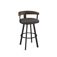 Amisco Lars Wood Swivel Counter Stool with Backrest, Black Frame, 26-in Front_Angled_Right