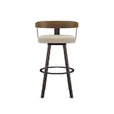 Amisco Lars Wood Swivel Bar Stool with Backrest, Brown Frame, 30-in Front_Flat
