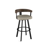 Amisco Lars Wood Swivel Bar Stool with Backrest, Black Frame, 30-in Front_Angled_Right