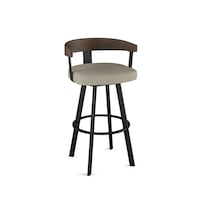 Amisco Lars Wood Swivel Bar Stool with Backrest, Black Frame, 30-in Front_Angled_Right