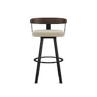 Amisco Lars Wood Swivel Counter Stool with Backrest, Black Frame, 26-in