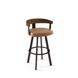 Amisco Lars Wood Swivel Counter Stool with Backrest, Brown Frame, 26-in Front_Three_Fourths_Angled_Right