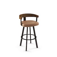 Amisco Lars Wood Swivel Counter Stool with Backrest, Brown Frame, 26-in Front_Three_Fourths_Angled_Right