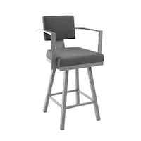 Amisco Akers Swivel Bar Stool with Padded Backrest, Multiple Colours, 30-in Front_Angled_Right