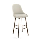 Amisco Harper Swivel Counter Stool with Backrest, Bronze Frame & Cream Fabric, 30-in Front_Three_Fourths_Angled_Right