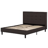 Primo Cora Button Tufted Upholstered Platform Bed, Charcoal Front_Three_Fourths_Angled_Left