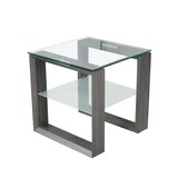 Table d’appoint carrée Primo Caleb avec tablette, gris Front_Three_Fourths_Angled_Right