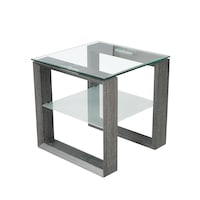 Primo Caleb Square End Table with Shelf, 18-in, Grey