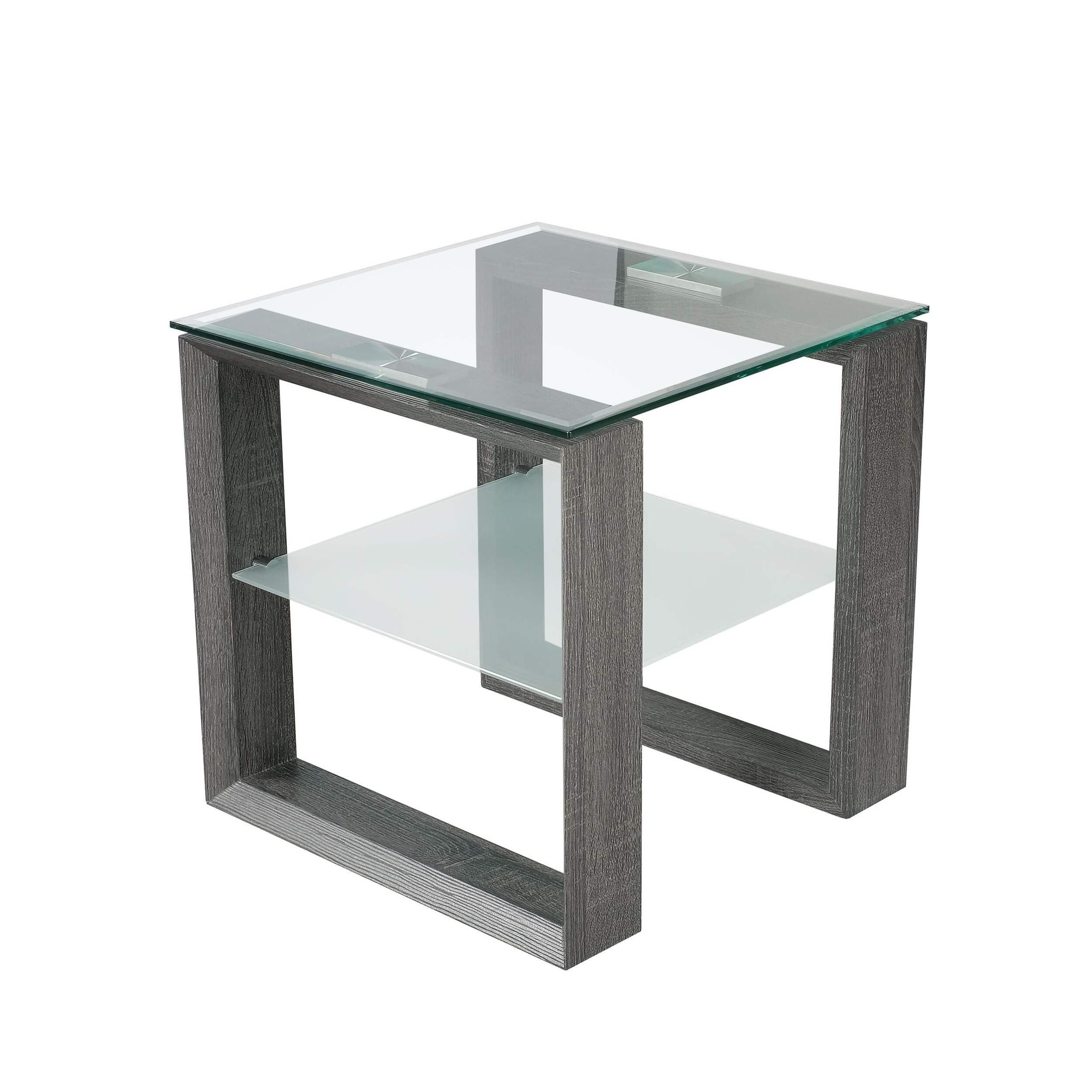 Primo Caleb Square End Table with Shelf, 18-in, Grey Front_Three_Fourths_Angled_Right