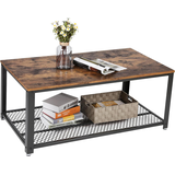 Songmics Home Coffee Table with Open Shelf, Rustic Brown Front_Angled_Right