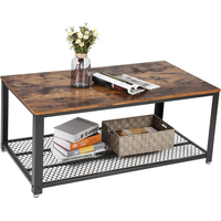 Songmics Home Coffee Table with Open Shelf, Rustic Brown Front_Angled_Right
