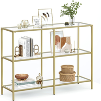 Songmics Home Modern Glass Console Sofa Table, Gold, 39.4-in Front_Angled_Right