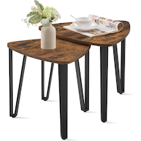 Songmics Home Nesting Triangle End Tables, Rustic Brown Front_Angled_Left
