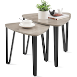 Songmics Home Nesting Triangle End Tables, Heather Greige Front_Angled_Left