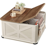 Songmics Home Coffee Table Soft Closure Storage Chest, White Front_Angled_Left