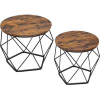 Songmics Home Two Piece Coffee Tables Set, Rustic Brown Front_Elevated