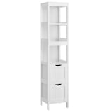 Songmics Home Cabinet with 3 Open Shelves and 2 Drawers, White Front_Angled_Right