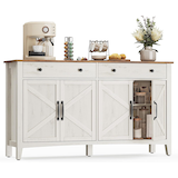 Songmics Home Buffet Cabinet, Rustic White and Honey Brown Front_Angled_Right