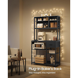 Étagère cuisine station charge Songmics Home, noir