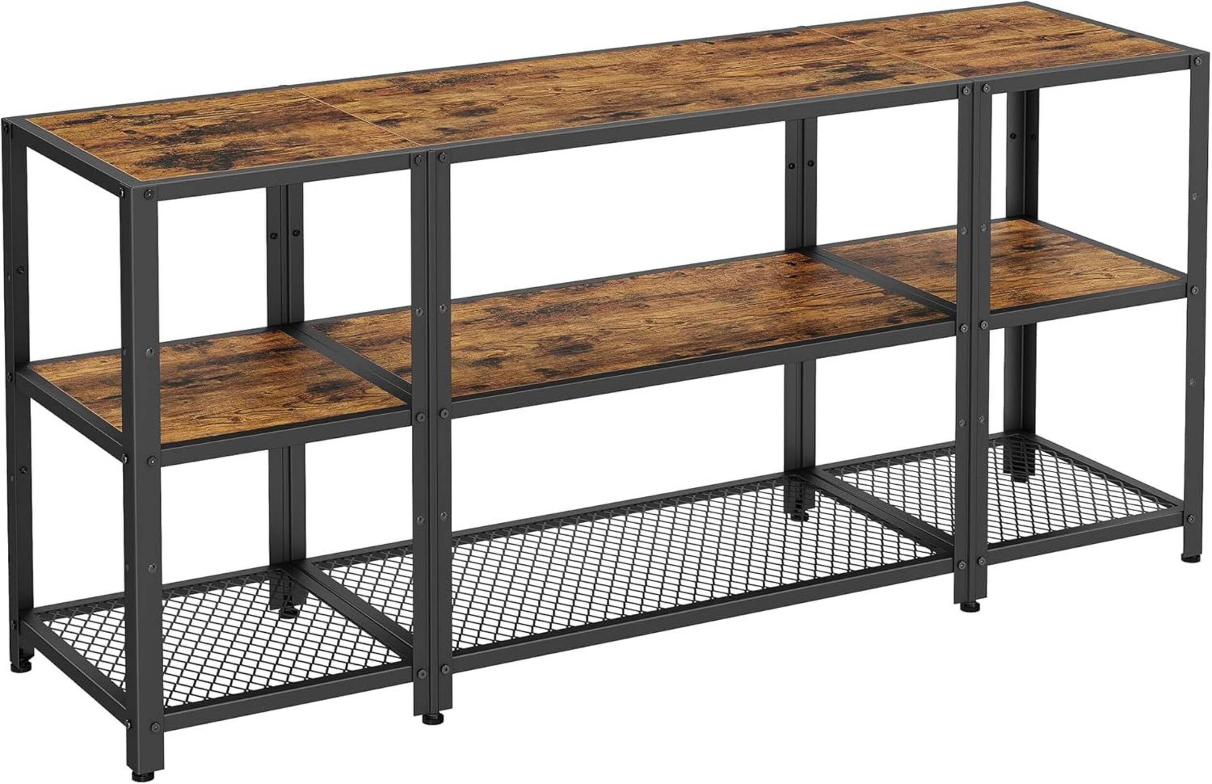 Songmics Home Industrial TV Stand, Rustic Brown, 65-in Front_Angled_Right