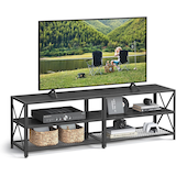 Songmics Home 3-Tier Industrial TV Stand, Black, 70-in Front_Angled_Right