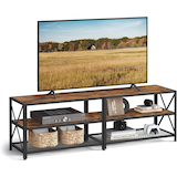 Meuble industriel à 3 niveaux pour téléviseur Songmics Home, 70 po, brun rustique Front_Angled_Right