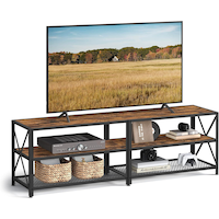 Songmics Home 3-Tier Industrial TV Stand, Rustic Brown, 70-in