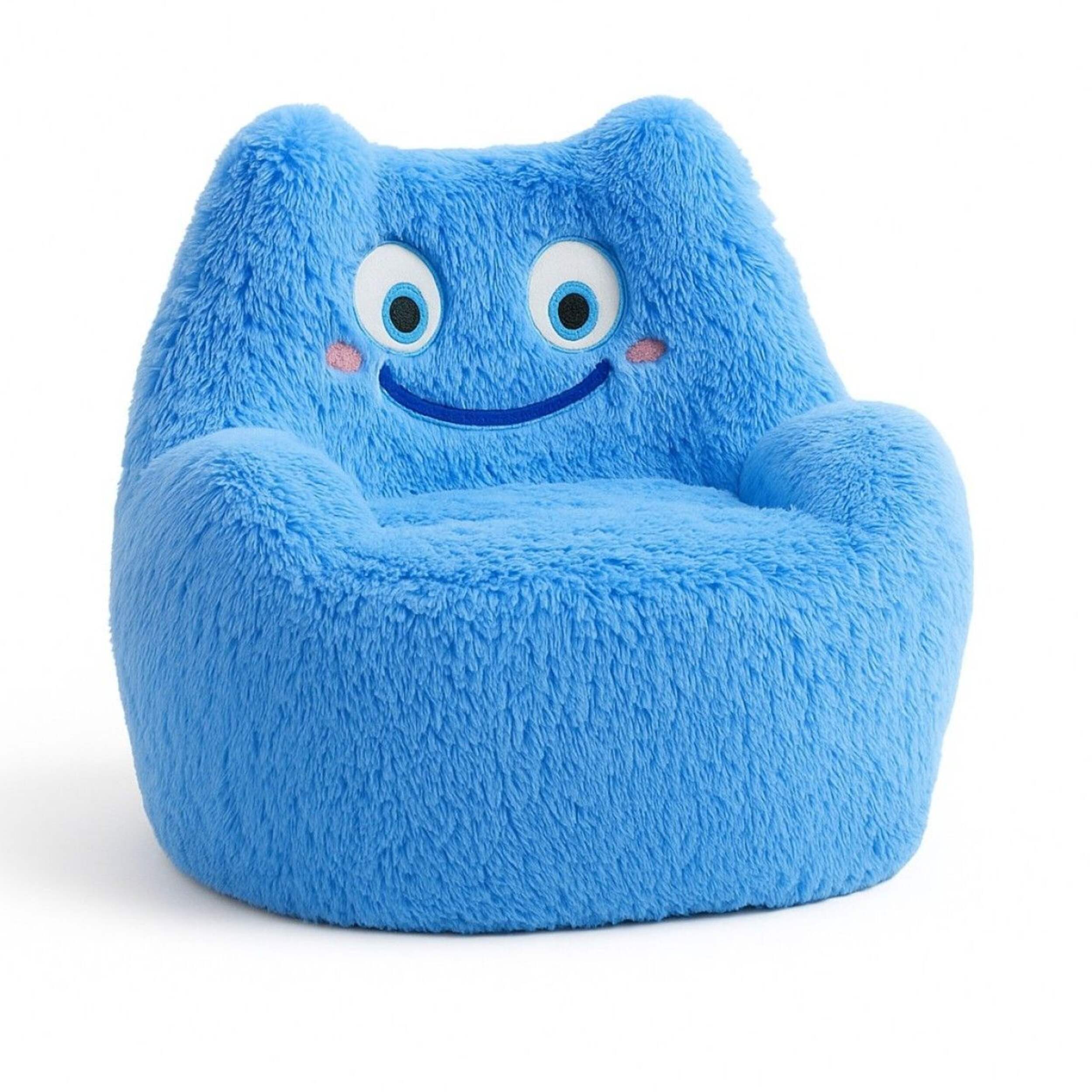 Brassex Onyx Blue All-Foam Children's Chair with Fabric Cover Front_Angled_Right