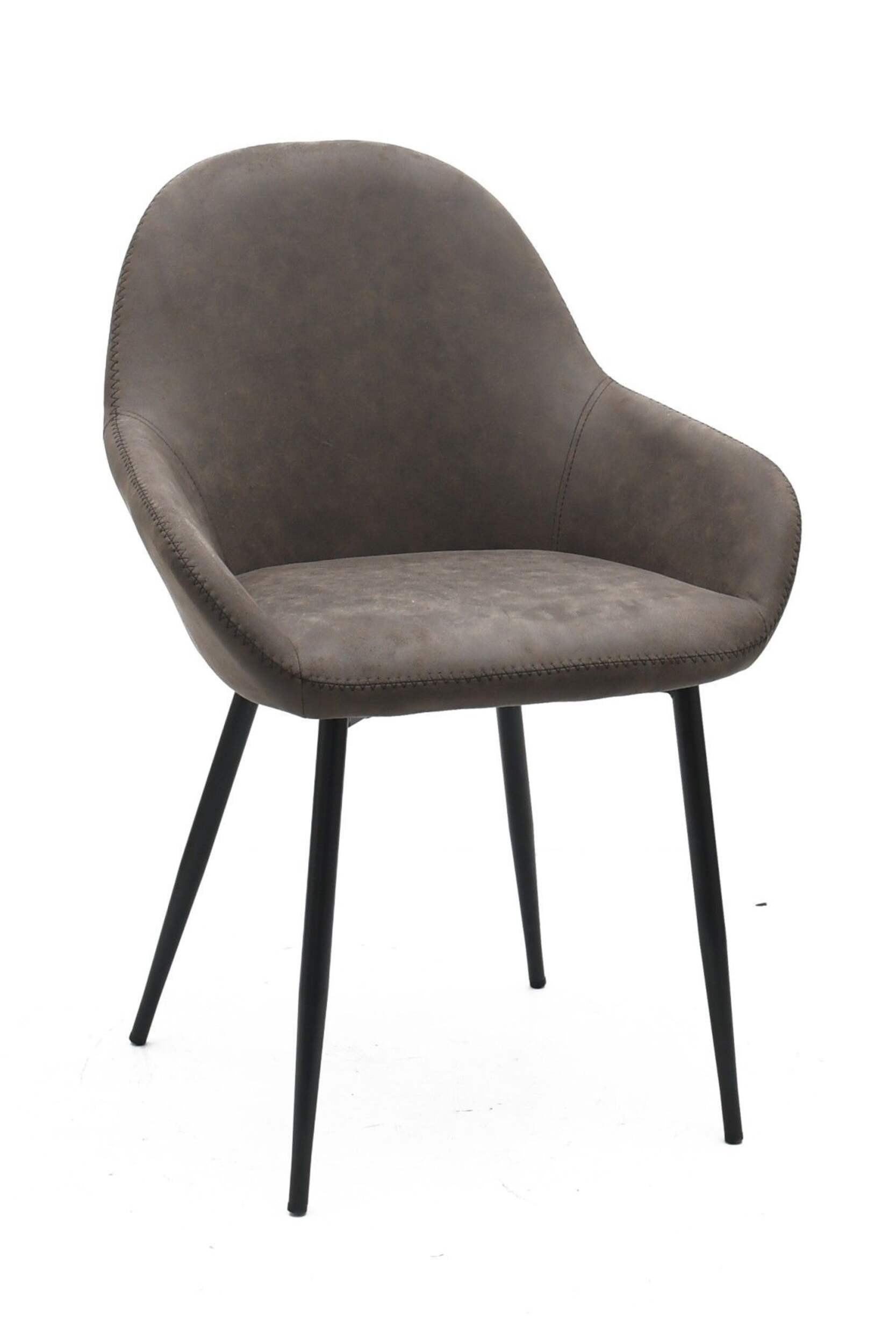 Chaise de salle à manger contemporaine rembourrée en tissu (ensemble de 2 pièces) Brassex Otis, brun rétro Front_Angled_Right