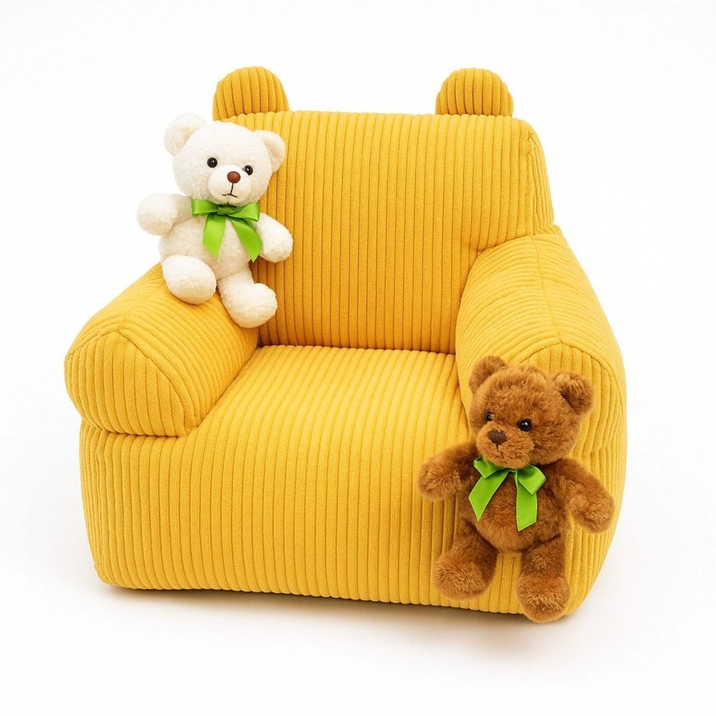 Brassex Rowan Yellow All-Foam Corduroy Fabric Children's Chair Front_Elevated