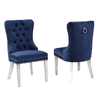 Brassex Alia Navy Tufted Fabric Upholstered Dining Chair, 2-pc Composite_or_Mixed