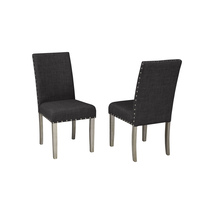 Brassex Beril Dark Grey Tufted Fabric Upholstered Dining Chair, 2-pc Composite_or_Mixed