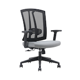 Chaise de bureau ergonomique pivotante à hauteur réglable Brassex Milen, gris/noir Front_Angled_Right