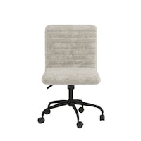 Fauteuil de bureau pivotant à hauteur ajustable en tissu capitonné Brassex Olive, beige Front_Flat
