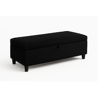 Brassex Caren Black Upholstered Storage Ottoman/Bench with Padded Seat Front_Angled_Right