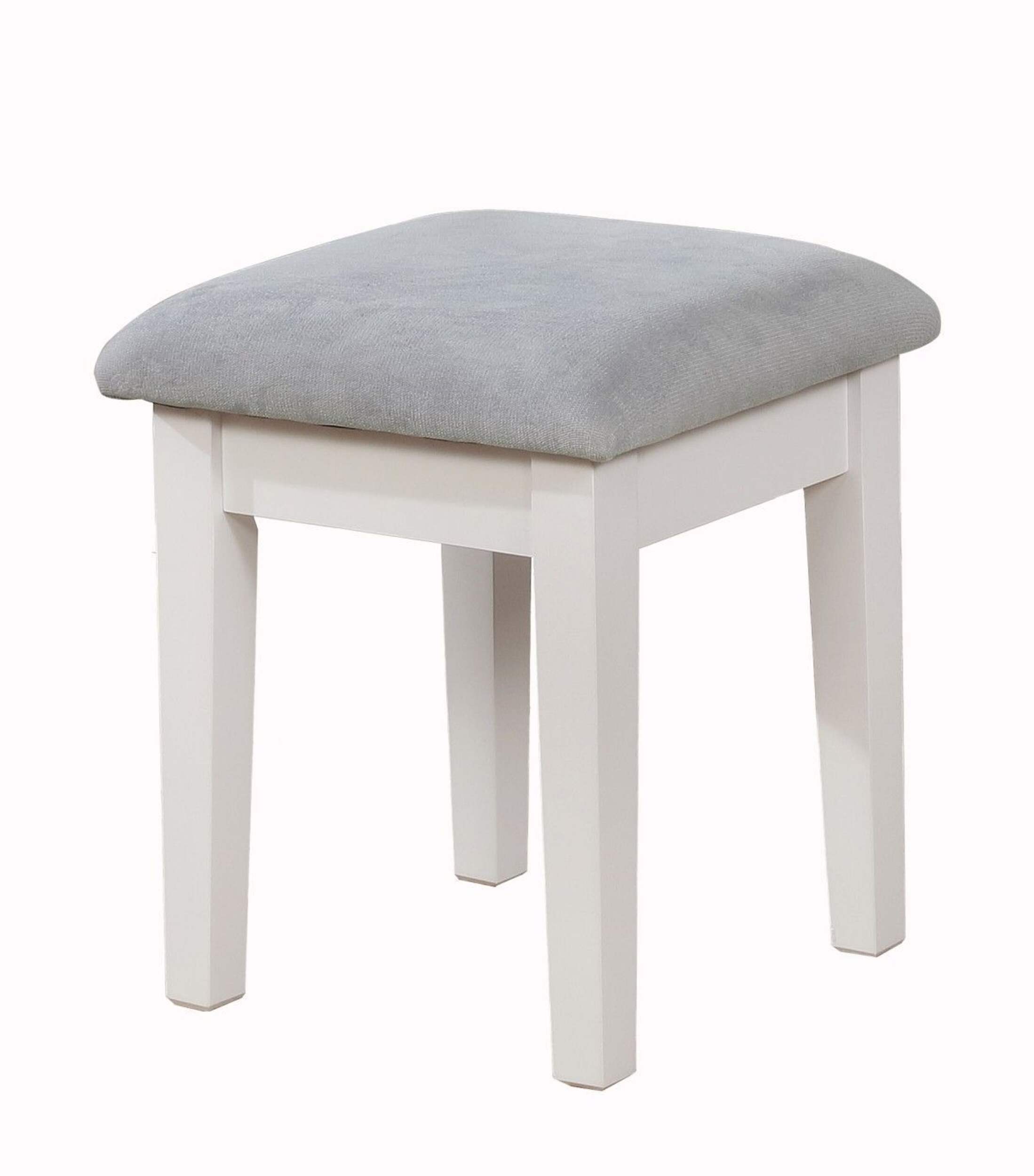 Brassex Celly 1-Drawer Dressing Table Makeup Vanity Set with Stool & Mirror, White Front_Angled_Left