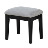 Brassex Lynn 1-Drawer Dressing Table Makeup Vanity Set with Stool & Mirror, Black Front_Angled_Left